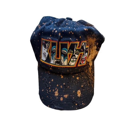 Luxury Headwear Other - KISS Band Distressed Bleach Splatter Baseball Hat Black Orange Luxury Headwear